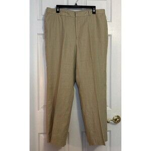 Lauren Ralph Lauren Women’s Tan 100% Linen Wide Leg Lined Pants Travel,  Size 16